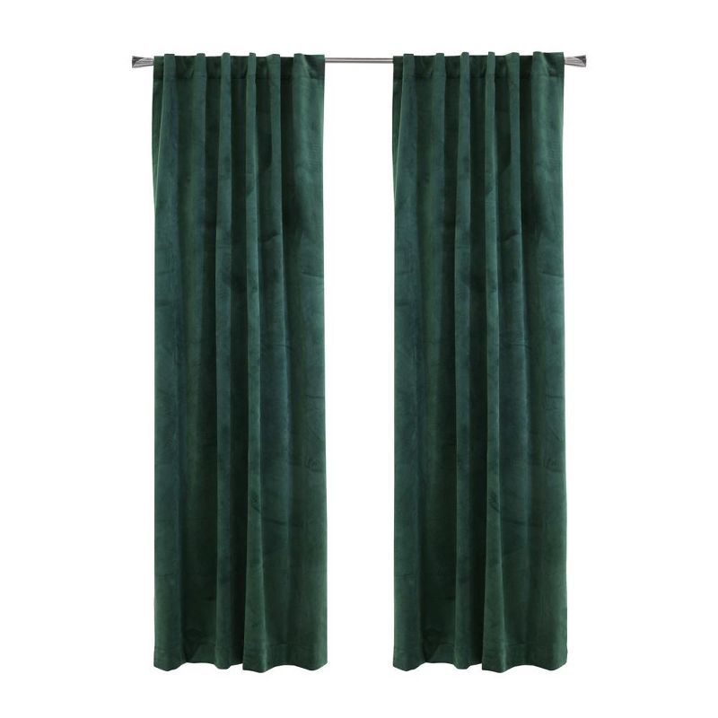 Seren Forest Green Velvet Room Darkening Drapes 50" x 63"