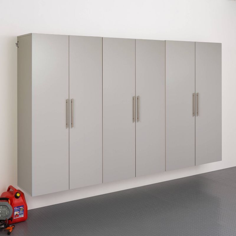 Light Gray Wall-Mounted Office Cabinet with Adjustable Shelving