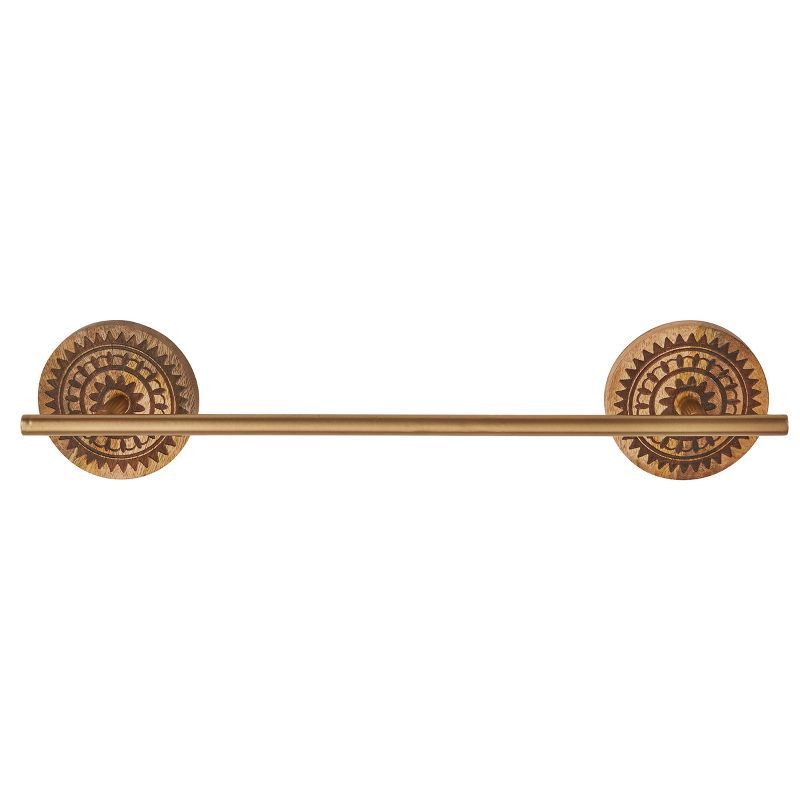 Boho Gold and Wood 21" Wall Mounted Towel Bar