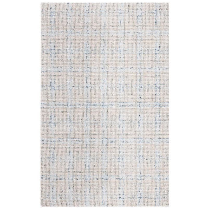 Ivory Abstract Tufted Wool Rectangular Area Rug, 4' x 6'