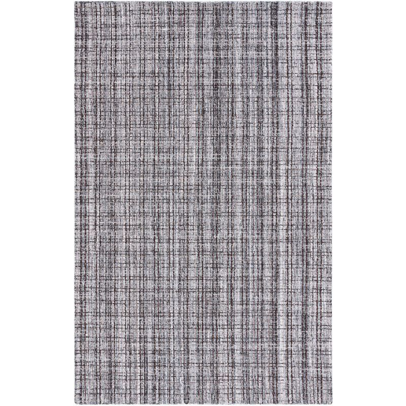 Hand-Tufted Grey Wool Abstract Rectangular Area Rug, 9' x 12'