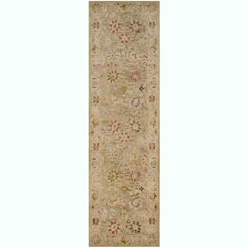 Elegant Antiquity Taupe & Beige Hand-Tufted Wool Runner Rug