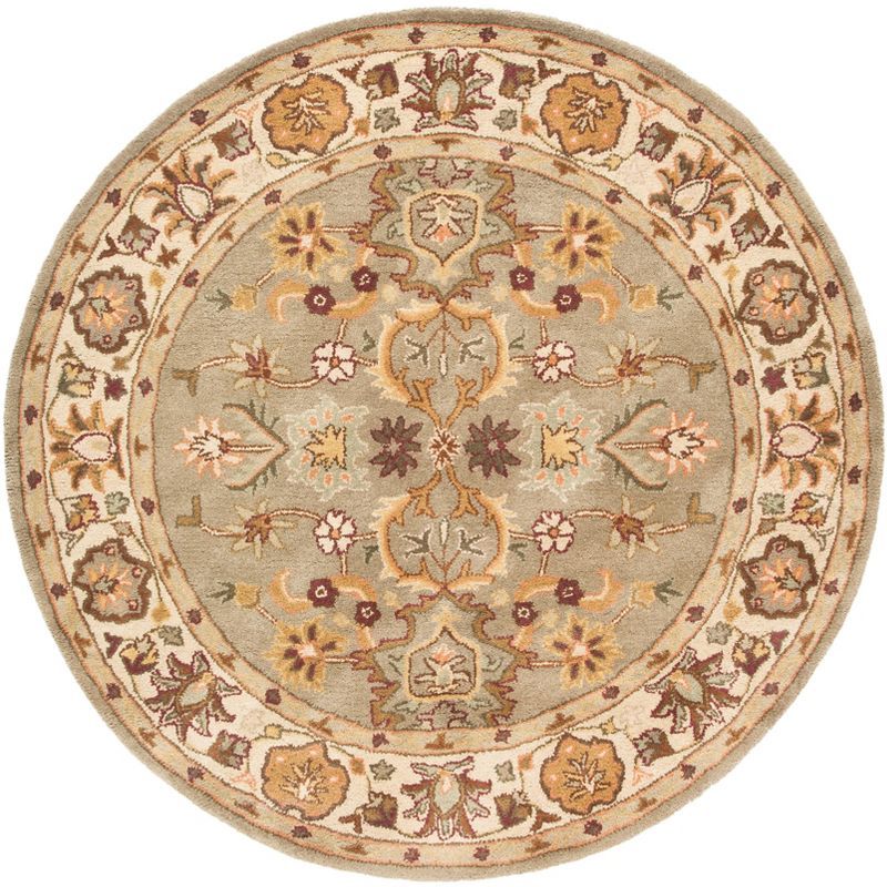 Ivory and Beige Round Hand-Tufted Wool Area Rug