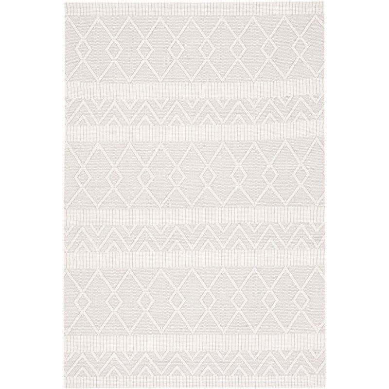 Ivory and Beige Handwoven Wool and Synthetic 8' x 10' Area Rug