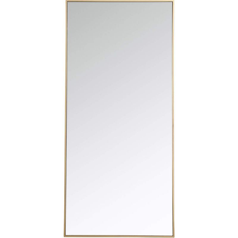 Elegant Gold Rectangular Wood and Silver Mirror