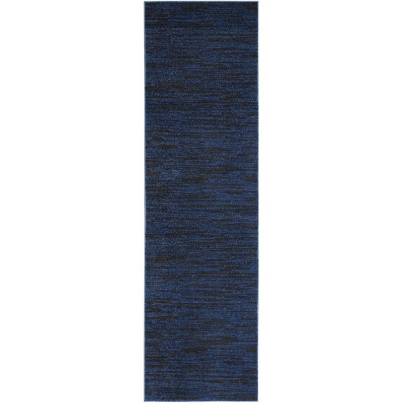 Midnight Blue Flat Woven Synthetic Reversible Rug 2'2" x 10'