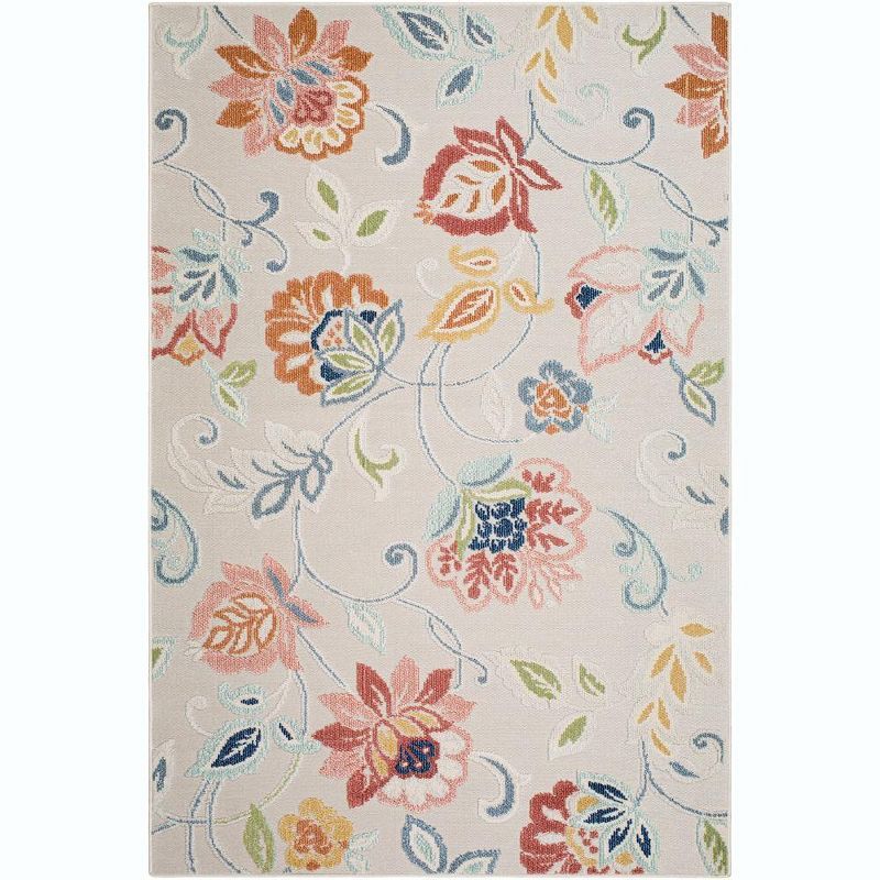 Ottis Cream and Rust Floral Synthetic Area Rug 2' x 2'11"