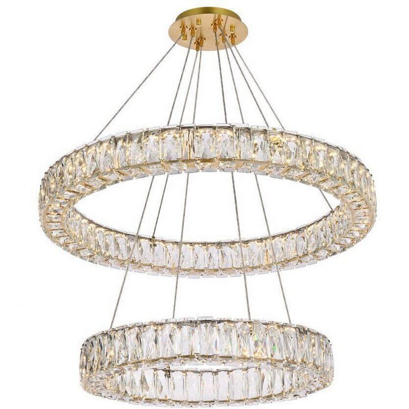 Monroe 28" Gold Crystal LED Double Ring Chandelier