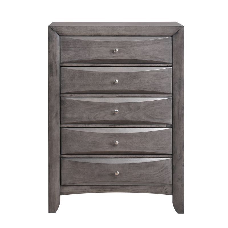 Gray 5-Drawer Vertical Chest with Silver Knobs