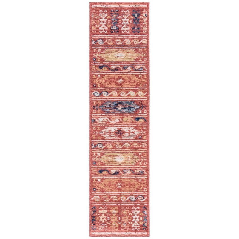 Rust and Ivory Hand-Knotted Synthetic Runner Rug, 24" x 4"