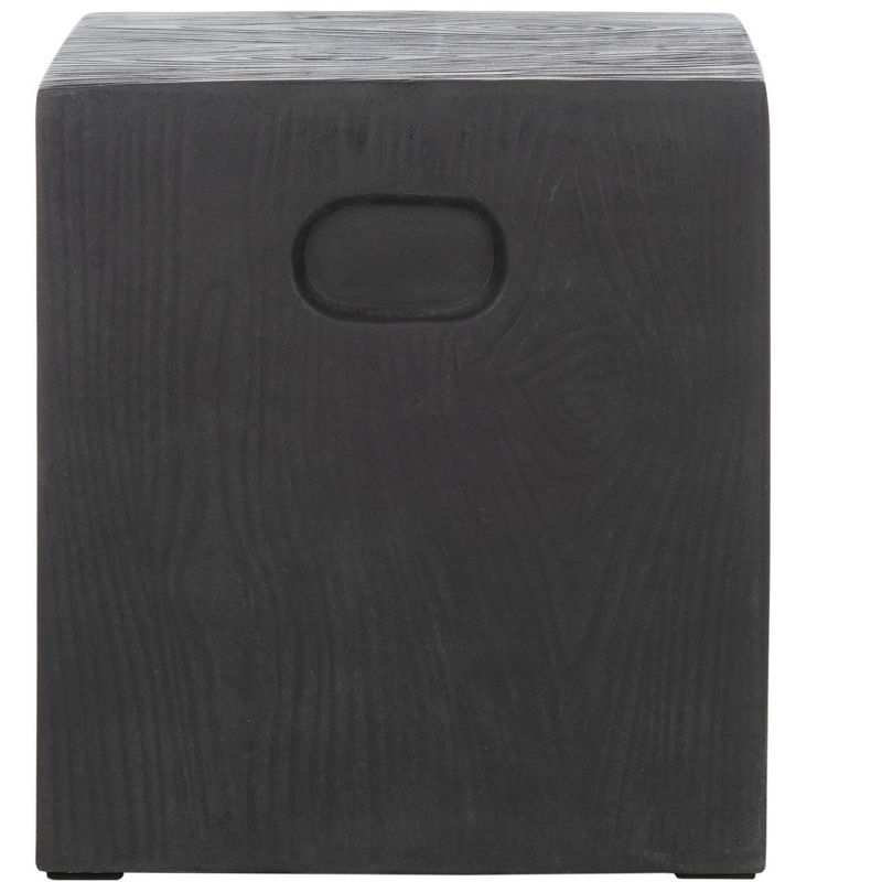 Trunk Black Concrete Round Accent Table, 20"