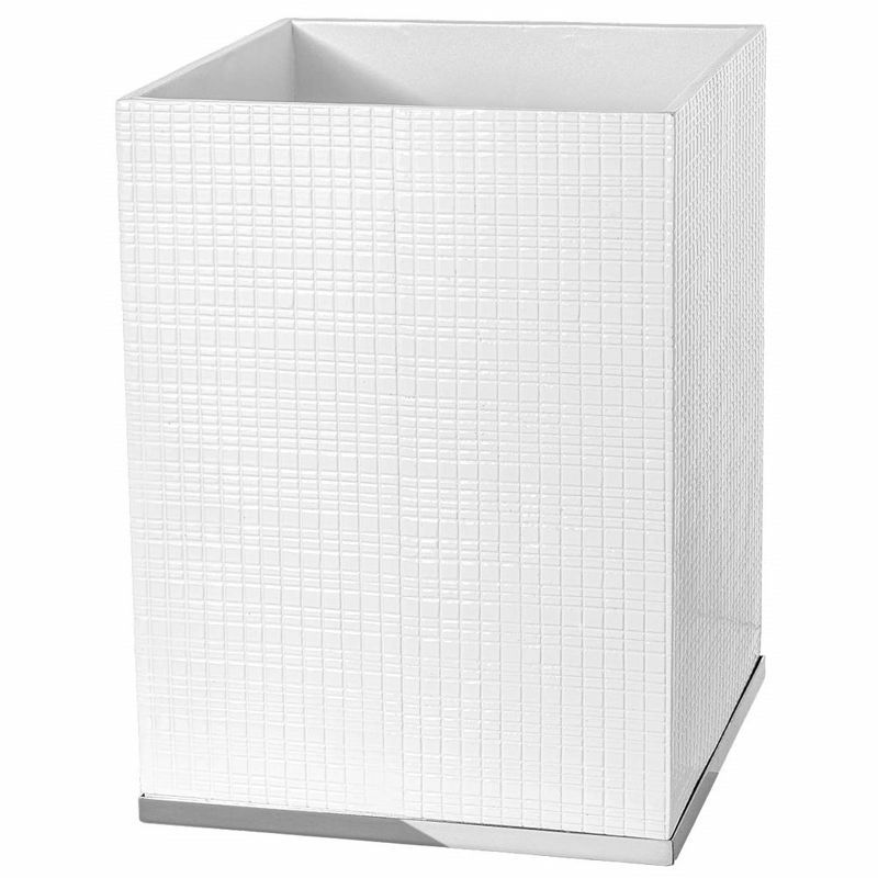 White Textured Plastic Bathroom Wastebasket