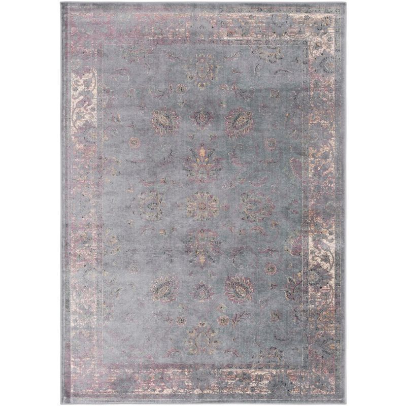 Hand-Knotted Grey and Multicolor Viscose 5' x 7' Transitional Area Rug