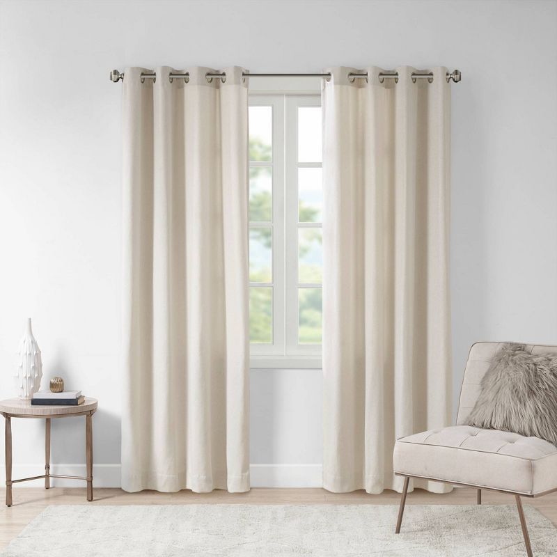 Off-White Extended Grommet Top Light Filtering Drapes