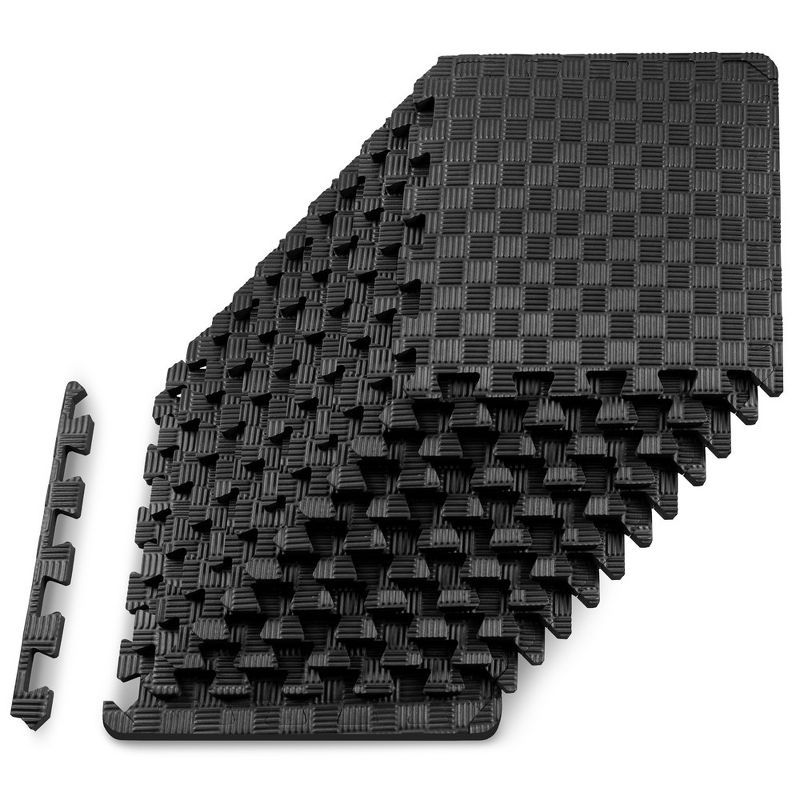 Black Checkered EVA Foam 12 Sq Ft Exercise Puzzle Mat