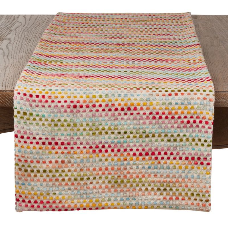 Multicolor Cotton Woven Table Runner with Confetti Design