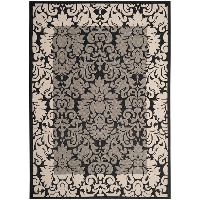 Reversible Black/Sand Synthetic Rectangular Easy-Care Rug, 4' x 5'7"