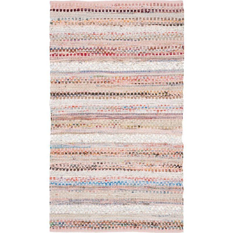 Handmade Pink and Multicolor Wool Cotton Reversible Area Rug, 3' x 5'