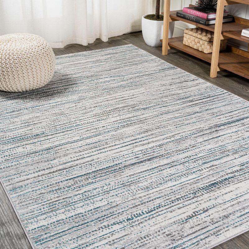 Reversible Gray Stripe Synthetic 8' x 10' Easy-Care Area Rug