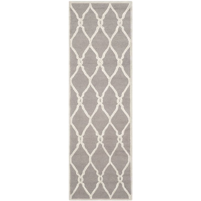 Dark Grey and Ivory Hand-Tufted Wool Runner Rug