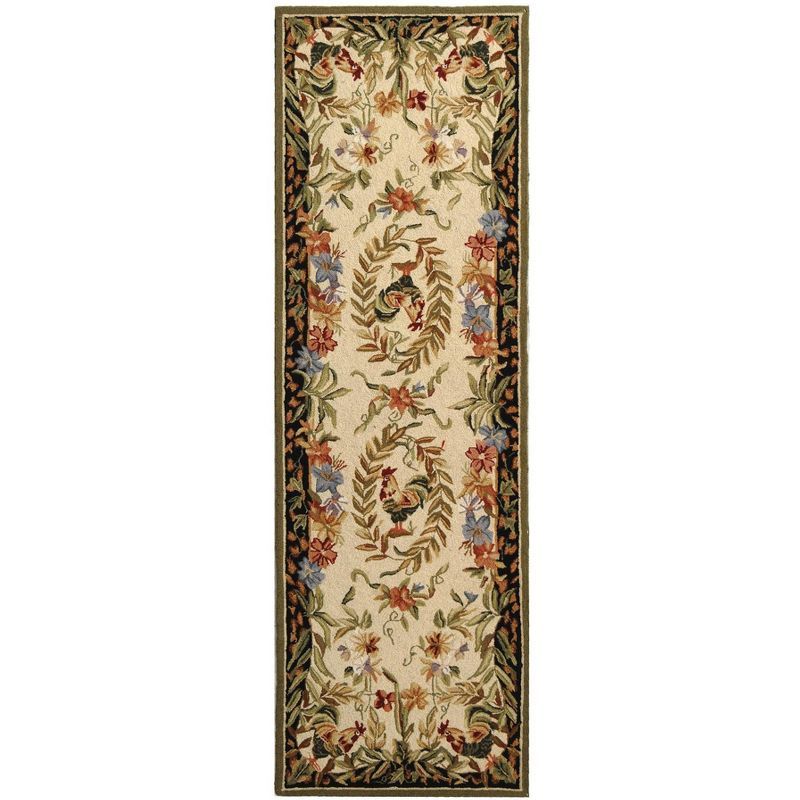 Chelsea Cream and Black Floral Wool Hand-Hooked Area Rug