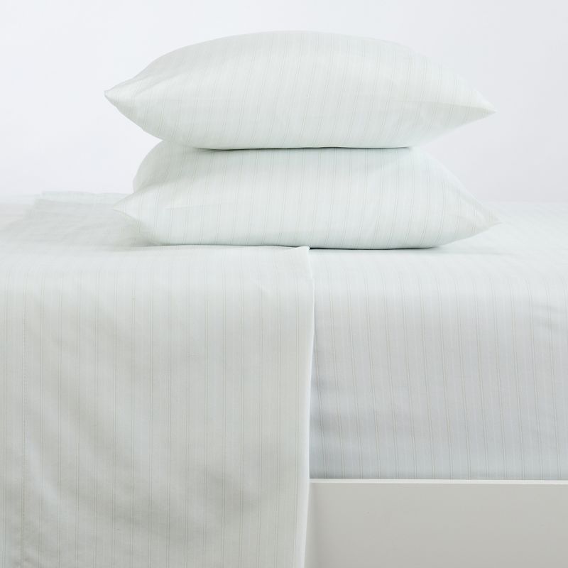 Light Grey Striped Full Microfiber Sheet Set