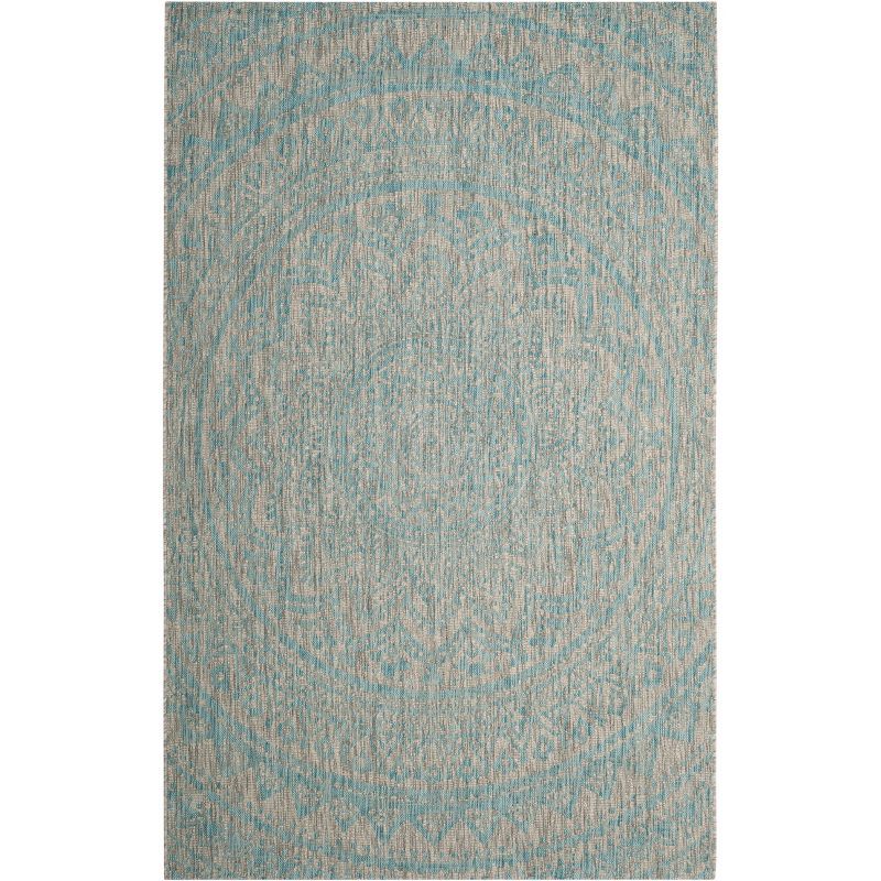 Light Gray Rectangular Easy Care Synthetic Rug