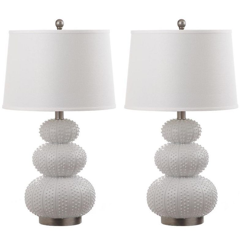 Rita White Gourd Shape Table Lamp Set with Empire Shade