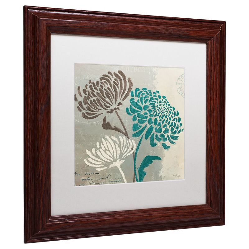 Wellington Studio Chrysanthemums II Brown Framed Canvas Print