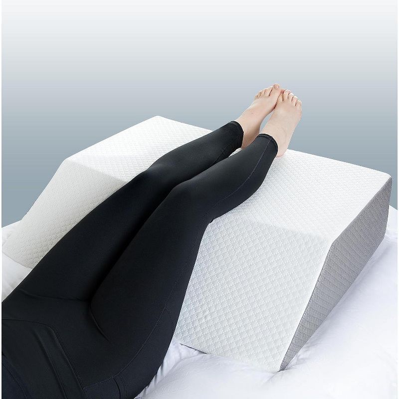 Extra Wide White Foam Leg Elevation Wedge Pillow