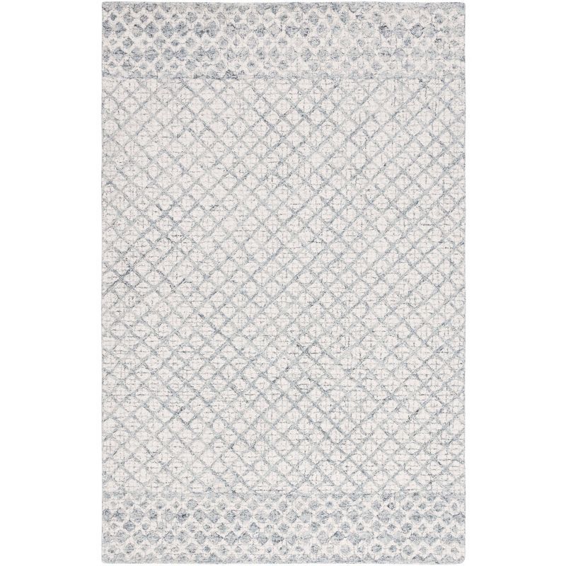 Hand-Tufted Abstract Grey/Ivory Wool Area Rug - 5'x8'