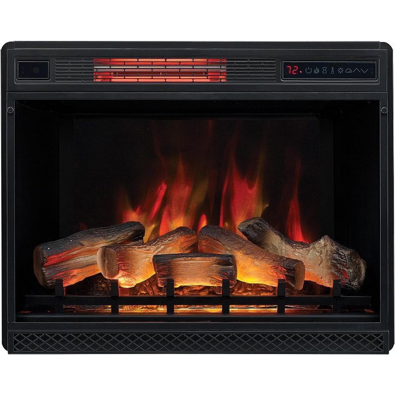 28-Inch Black Electric Fireplace Insert with Mantel