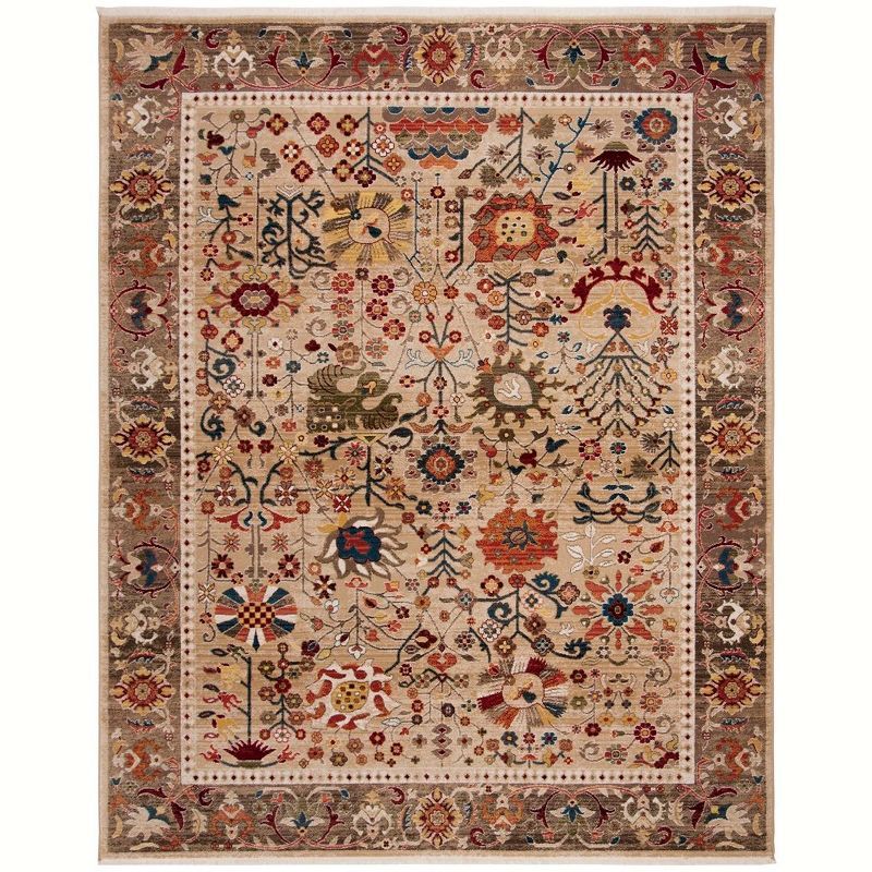 Kashan Beige and Taupe 9' x 12' Synthetic Area Rug