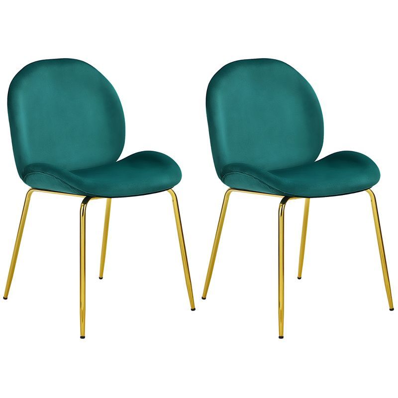 Verdant Luxe 34" High Back Velvet Arm Chair with Gold Metal Legs - Set of 2