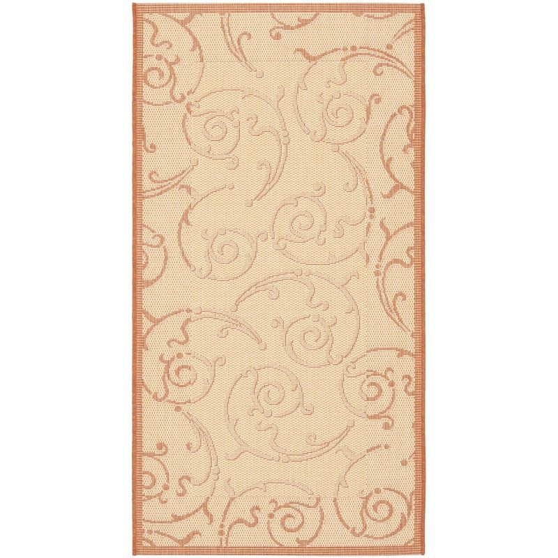 Reversible Red/Natural Synthetic Rectangular Easy-Care Rug 2' x 3'7"