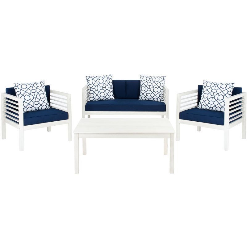 Barcelona Breeze 6-Person Transitional Outdoor Conversation Set, Blue and White