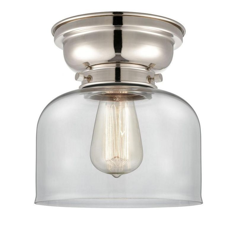 Polished Nickel Glass 8-Inch Flush Mount Light Fixture