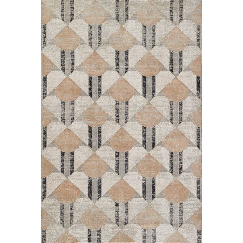 Charcoal Geometric Wool and Synthetic Rectangular Rug 5'1" x 7'7"