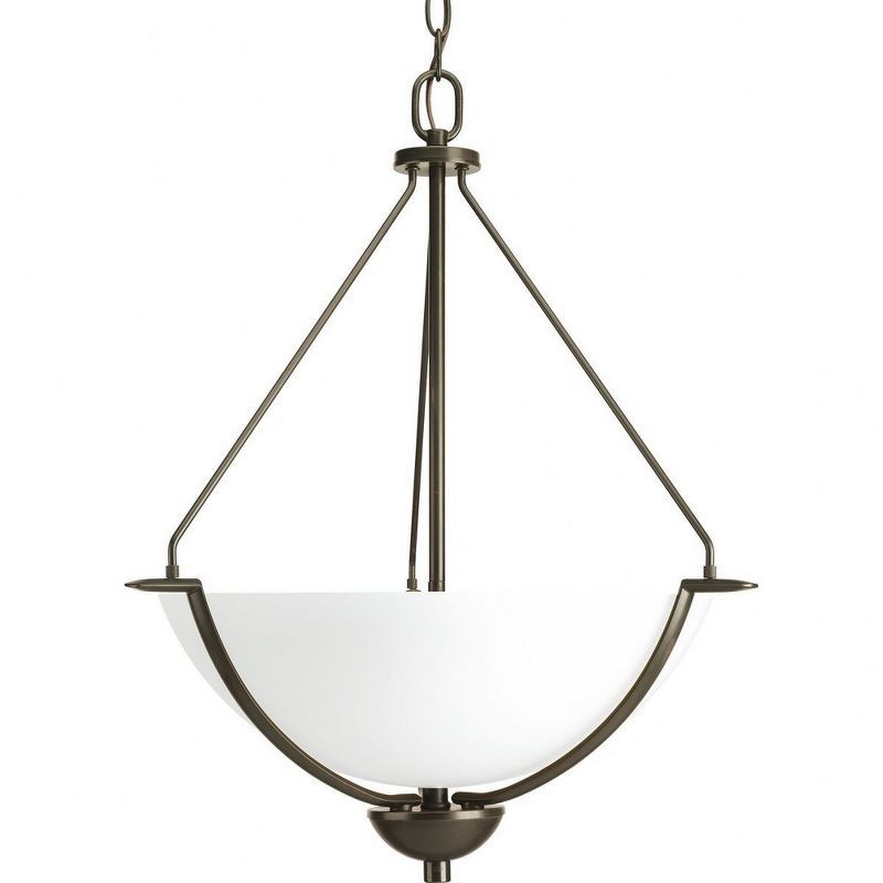 Elegant Antique Bronze 3-Light Inverted Pendant with Fluted Glass Shade