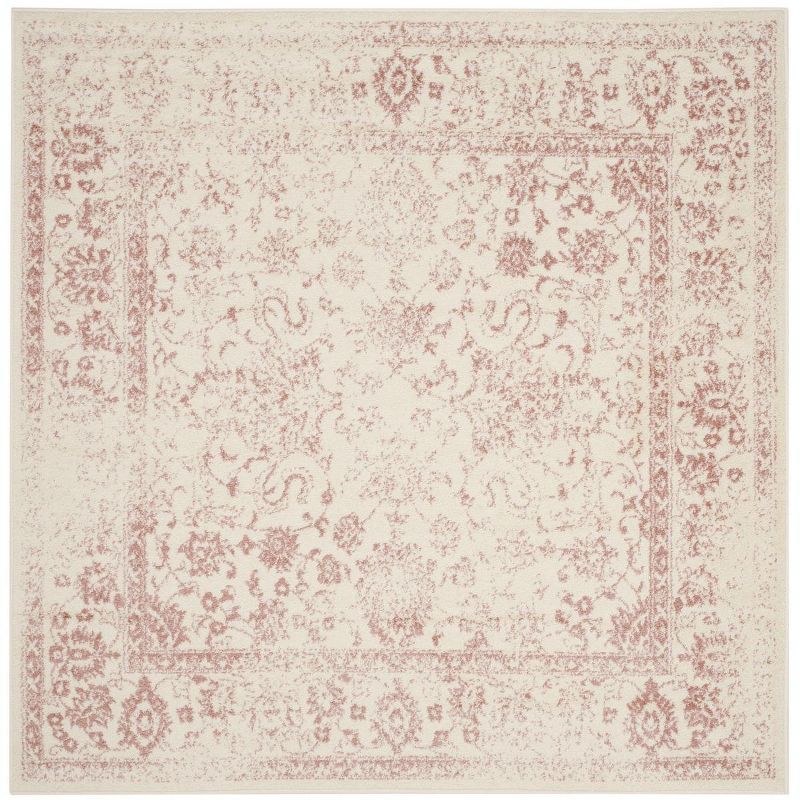 Ivory Rose Elegance 6' Square Hand-Knotted Reversible Area Rug