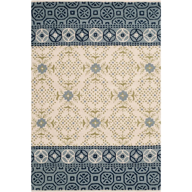 Bella Blue and Ivory Hand-Tufted Wool 4' x 6' Area Rug