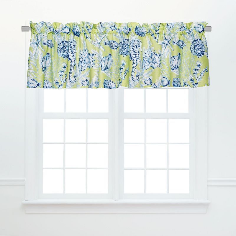 Fenwick Isle Green Cotton Coastal Valance with Rod Pocket