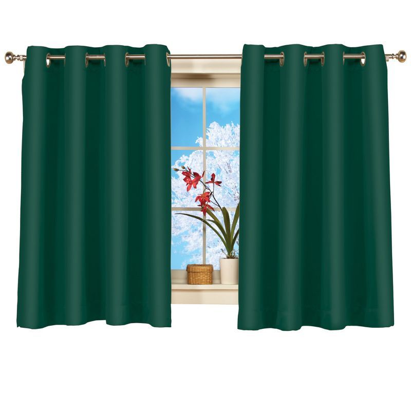 Collections Etc Short Blackout Window Curtain Panel with Easy Open-Close, Single Panel