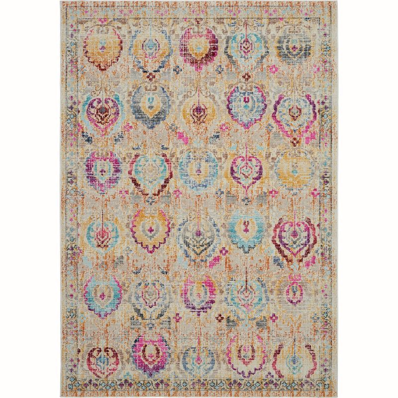 Ivory Medallion Synthetic Rectangular 4' x 6' Area Rug