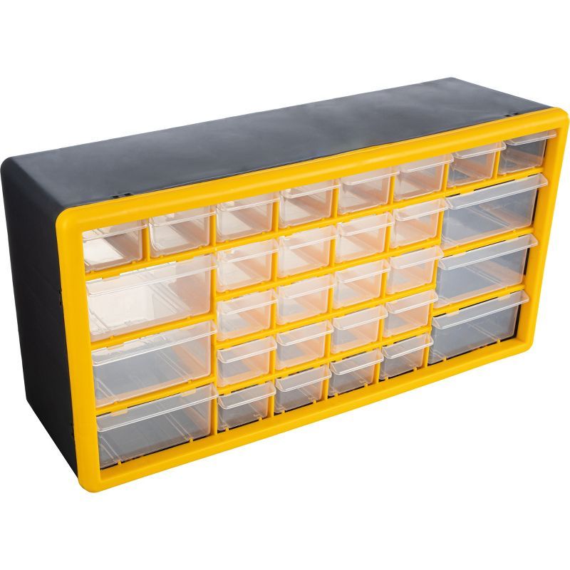 Yellow and Black 30-Drawer Plastic Small Parts Organizer