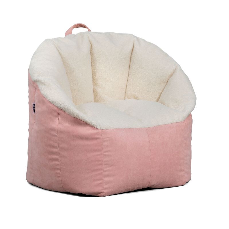 Desert Rose Sherpa Vegan Suede Bean Bag Chair with Removable Cover