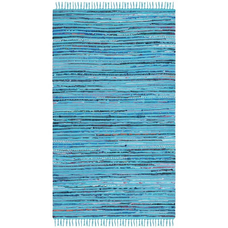 Handmade Light Blue Cotton Flat Woven Area Rug, 4' x 6'