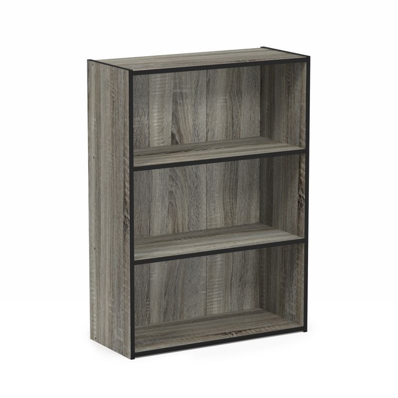 French Oak Gray 3-Tier Engineered Wood Bookcase