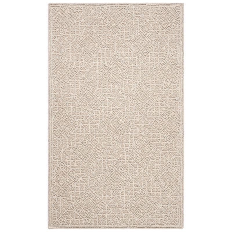 Handmade Tufted Beige Wool Square Area Rug