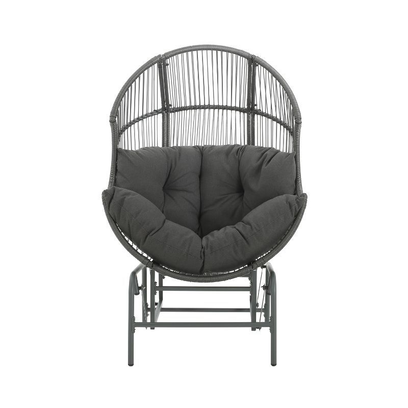 Dark Gray Iron Wicker Outdoor Lounge Chair